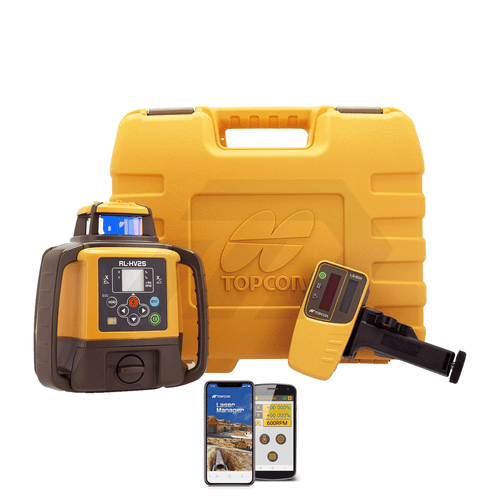 Topcon RL-HV2S Self-Leveling Dual Grade Laser DB Kit with LS-80X Receiver and Alkaline Batteries- 1051612-01