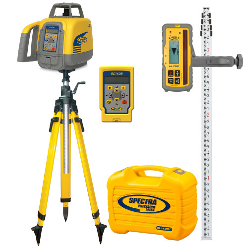 Spectra Precision GL1425C-29 Dual Grade Laser Bluetooth w/ HL760 Deluxe Receiver, Elevator Tripod and Rod INCHES