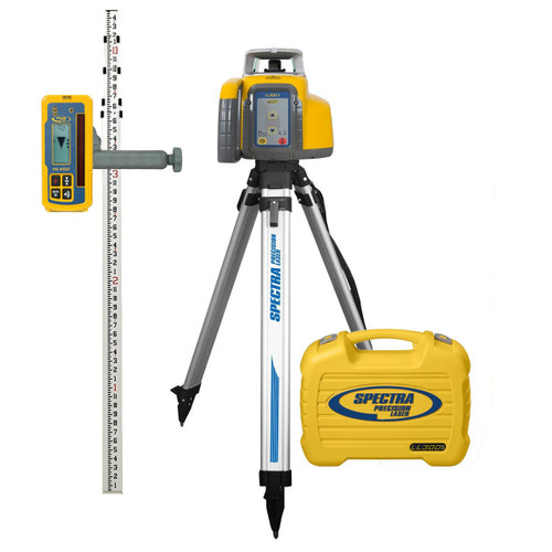 Spectra Precision LL300S-X2 Laser Package, HL450 Receiver, INCHES-Rod, HD Tripod and Small Case