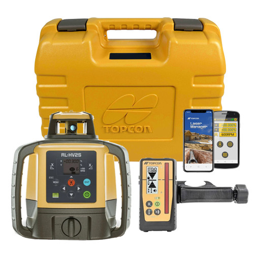 Topcon RL-HV2S Self-Leveling Dual Grade Laser RB Kit with LS-100D Receiver and Rechargeable Batteries- 1051612-22