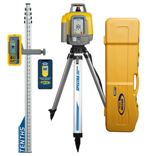 Spectra Precision LL1505C-1 Laser level Package with HL450 Receiver, TENTHS Rod, Tripod and Large Case - RECHARGEABLE