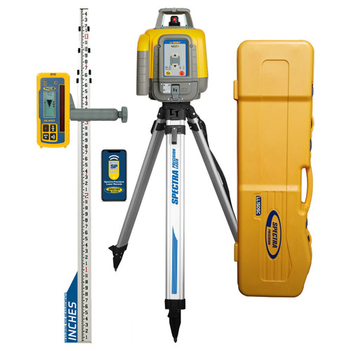 Spectra Precision LL1505C-2 Laser Level Package with HL450 Receiver, Rod INCHES, Tripod and Large Case - Rechargeable