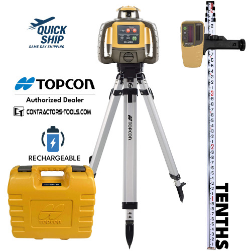 Topcon RL-H5A Self-Leveling Laser PS.DB 1021200-49-K1 with LS-80X Receiver,  Measuring Rod 10ths and Tripod - RECHARGEABLE
