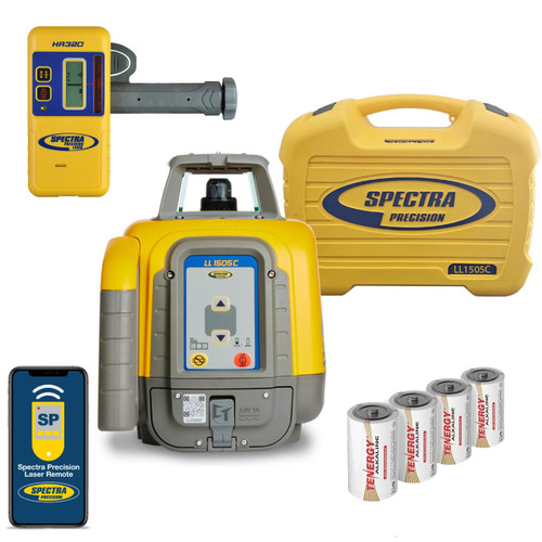 Spectra Precision LL1505C-8 Laser level Package with HR320 Receiver - Alkaline Batteries