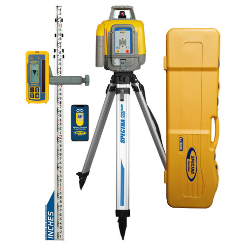 Spectra Precision LL1505C-2A Laser Level Package with HL450 Receiver, Rod INCHES, Tripod and Large Case - Alkaline