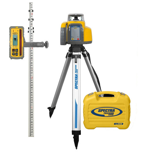 Spectra Precision LL300N-X21 Laser Package, Deluxe Reciever, TENTHS-Rod, HD Tripod and Small Case