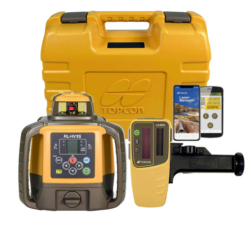 Topcon RL-HV1S Self-Leveling Single Grade Laser DB Kit with LS-80X Receiver and Alkaline Batteries- 1051612-28