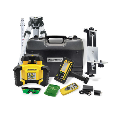 David White 47-LM130HVGK-4C Green Beam H/V Rotary Laser 47-LM130HVGK-4C with Remote, Tripod 13-ft Grade Rod (Inches)