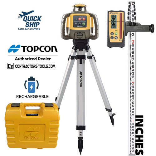 Topcon RL-H5A Complete Laser Package 1090051-01-K2 with LS-110D Receiver, Inches Rod and Tripod