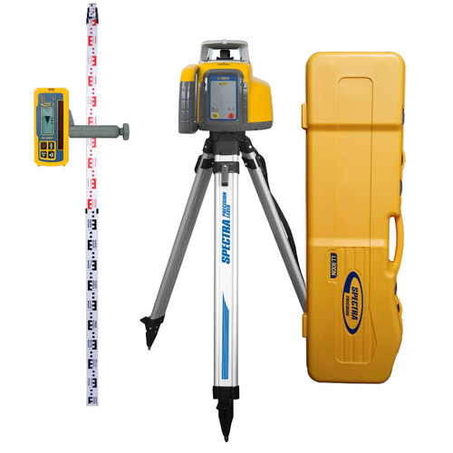 Spectra Precision LL300N-3 laser kit - LL300N self-leveling rotary laser, HL450 receiver with its C45 clamp, GR153 grade rod marked in metric, Q104025 tripod, 5289-0027 carrying case