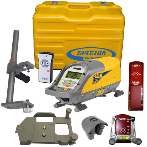 Spectra Precision DG511-6 Laser Kit includes P23 NiMH Rechargeable Battery Pack, RC501 Remote Control, 956 Pipe Target with 2 Plates, 1238 (8-inch) Invert Plate, 1237 Large Pipe Invert (Metric) 1239 Vertical Pole and Carrying Case