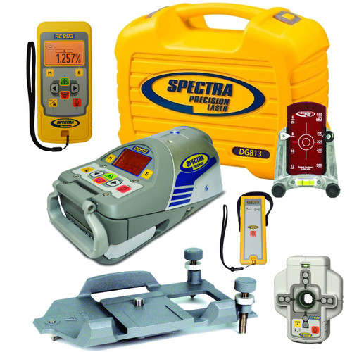 Spectra Precision DG813-3 Pipe Laser with Dialgrade graphic-display, Large Pipe Plate, Remote, Spot Finder