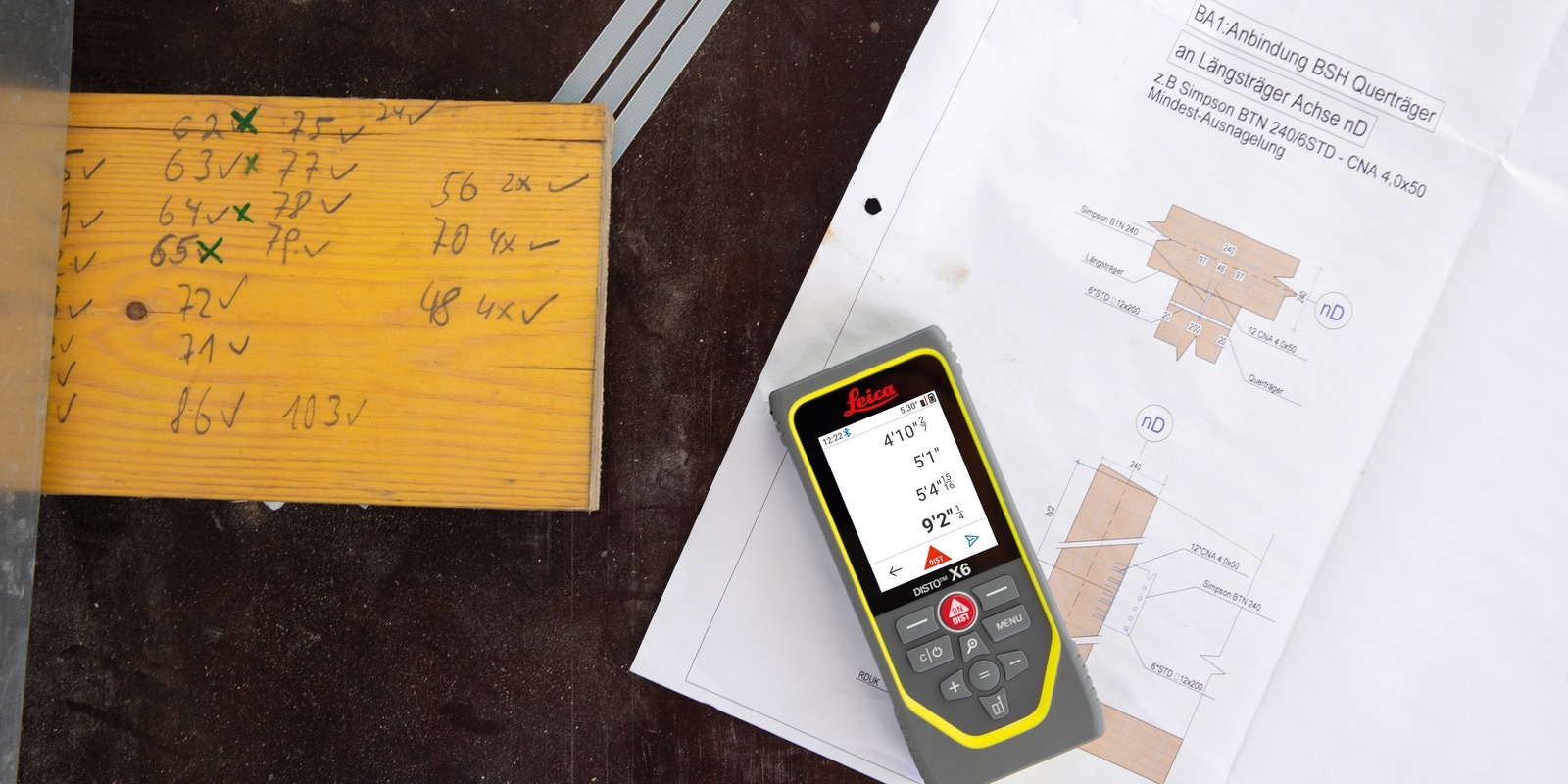 Leica DISTO X6 measurement memory stored readings blueprints job site