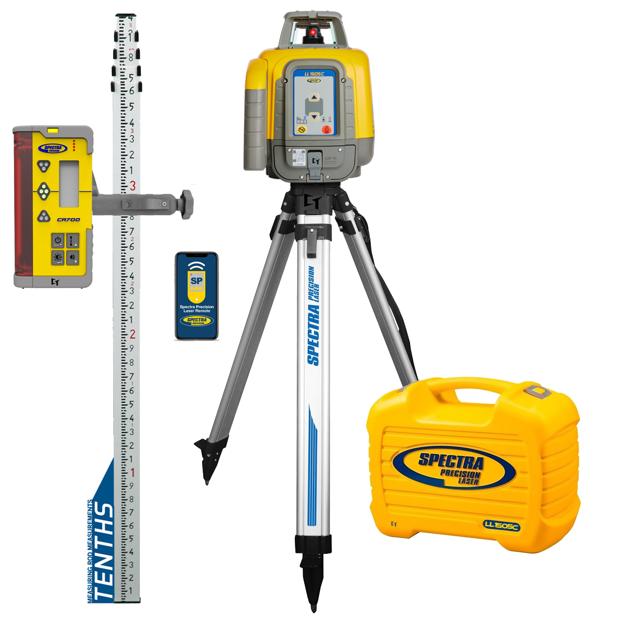 Spectra LL1505C-28S Automatic Manual Slope Packege - Inches Rod - HD Aluminum Tripod