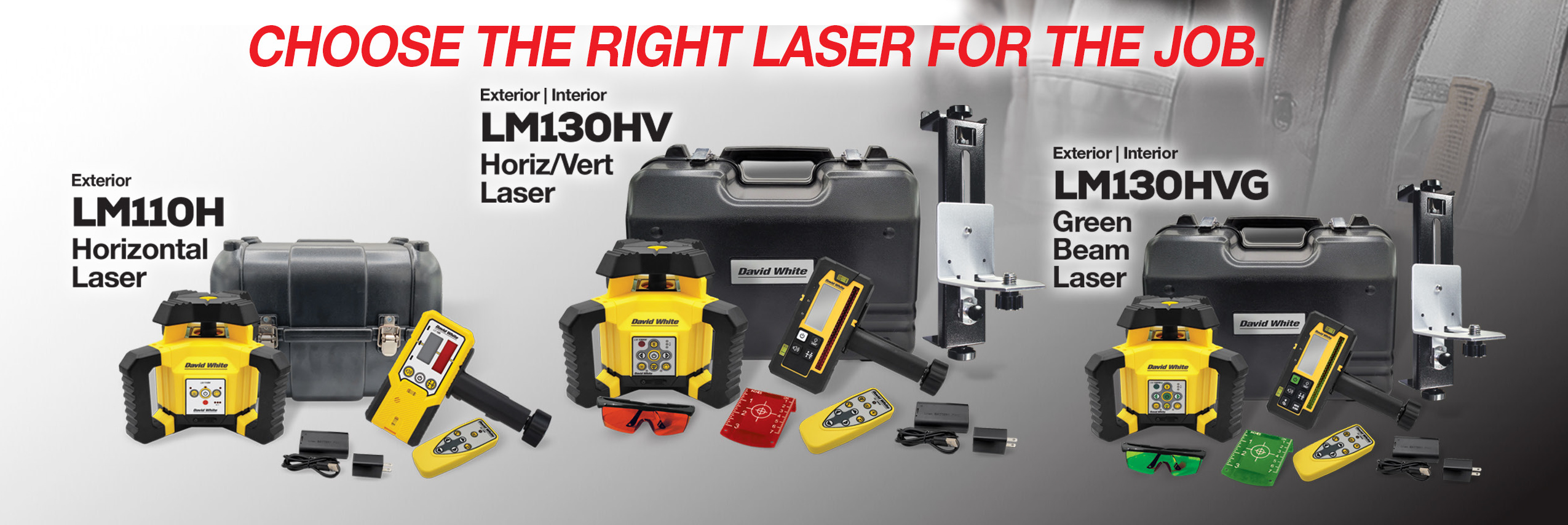 David White LM110H, LM130HV, and LM130HVG Jack Laser Lineup