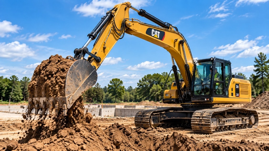 Excavator working to grade on an open jobsite using iDig 2D machine control