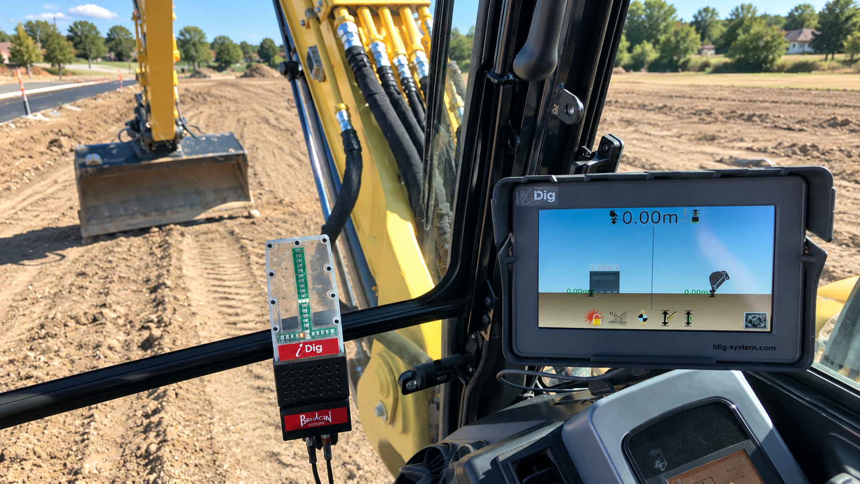 iDig Systems wireless excavator machine control platform, developed and manufactured in France