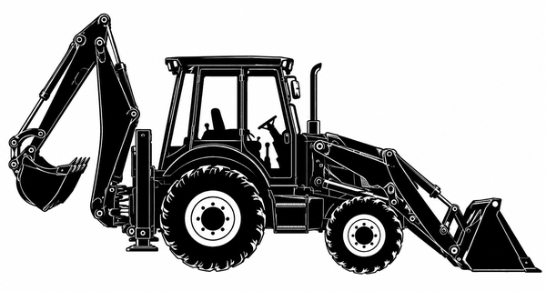 Backhoe loader silhouette: use a Spectra Precision CR700, LR20, LR50 or LR50W machine receiver for grading