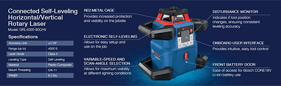 BOSCH GRL4000-80CHVK REVOLVE4000 Dual Grade Self-Leveling Laser Package