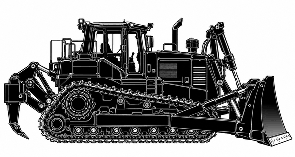Larger dozer silhouette: use a Spectra Precision LR50 or LR50W machine receiver for elevation display and lift control