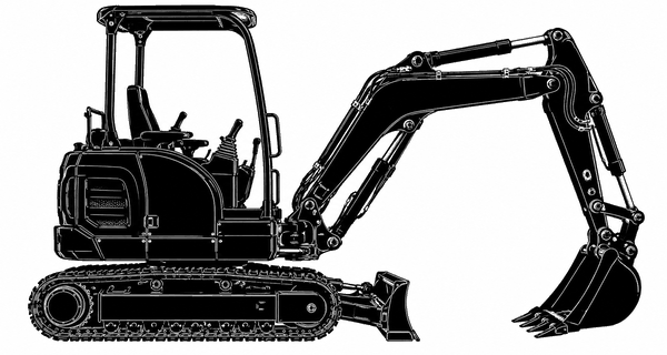 Mini excavator silhouette: use a Spectra Precision CR700, LR20, LR50 or LR50W machine receiver for elevation display and lift control