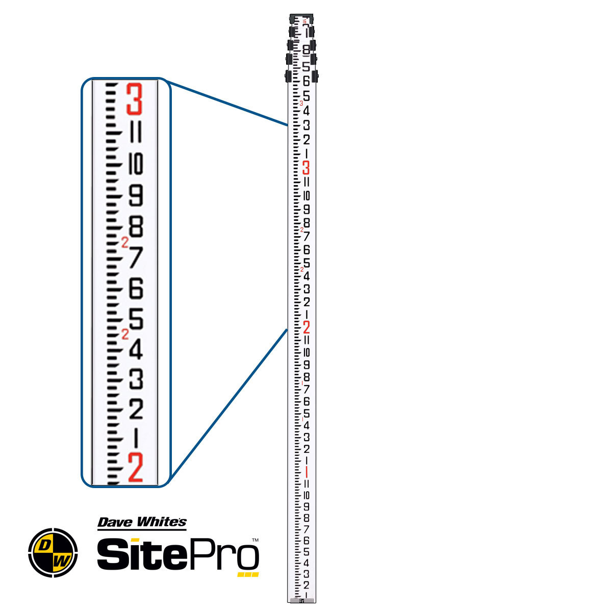 SitePRO 11-815-C 15 ft aluminum telescoping grade rod marked in inches, included in the LL300N-X2 PRO kit