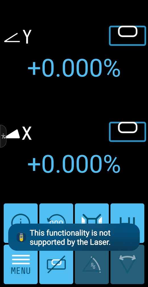 Spectra Laser Remote app showing the error This functionality is not supported by the Laser on an LL1505C