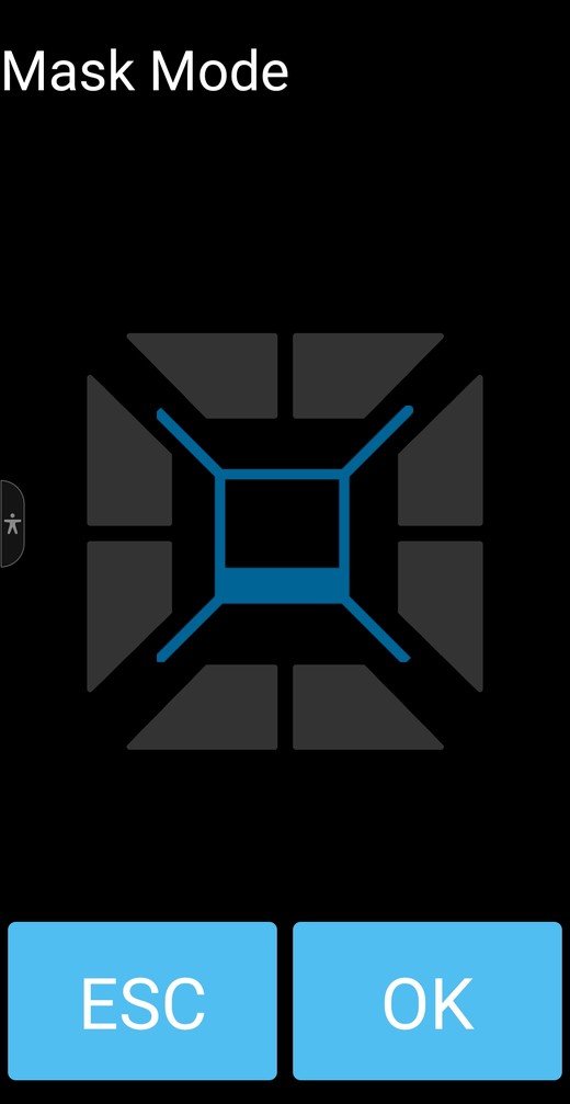 Spectra Laser Remote app mask mode screen with no sides masked