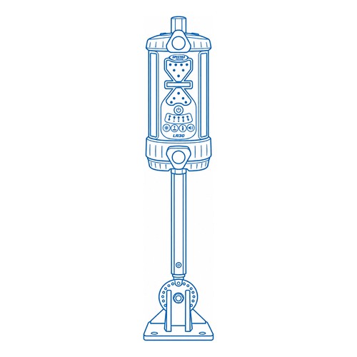 Line drawing of the LR30W machine receiver mounted on the DM-20 dozer mast