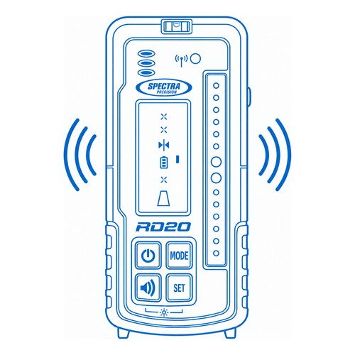 Line drawing of the Spectra RD20 in-cab display giving audible grade tones