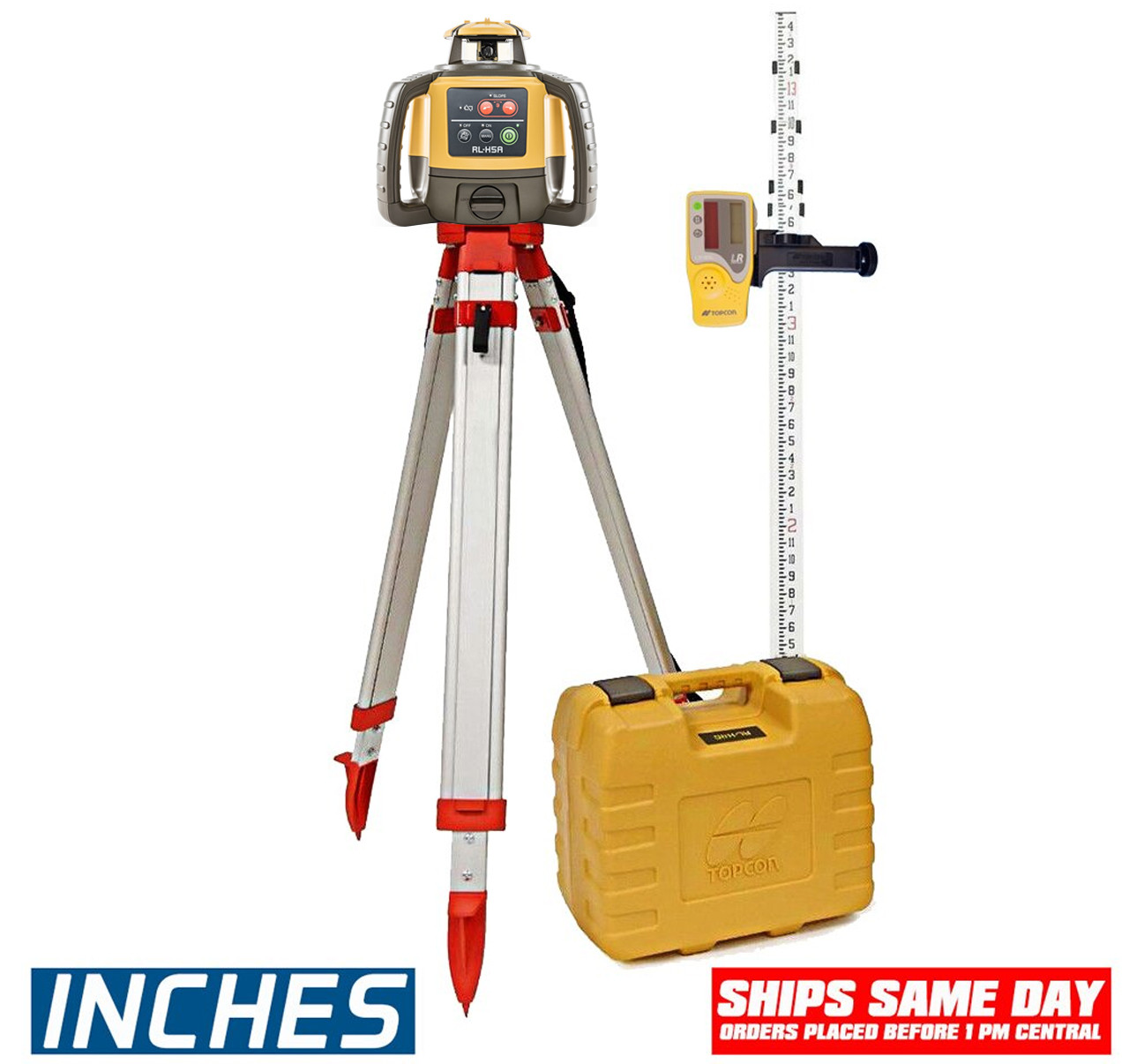 Topcon RL-H5A Self-Leveling Laser PS.DB2 Kit with LS-80L Receiver,  Measuring Rod INCHES and Tripod - 1021200-15-K2 (uses Alkaline Batteries) view 4