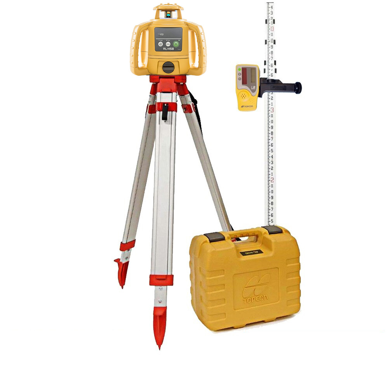 Topcon RL-H5B Self-Leveling Laser PS.DB2 Kit with LS-80L Receiver, Alkaline Batteries, Grade Rod Inches and Tripod- 1021200-33-K2