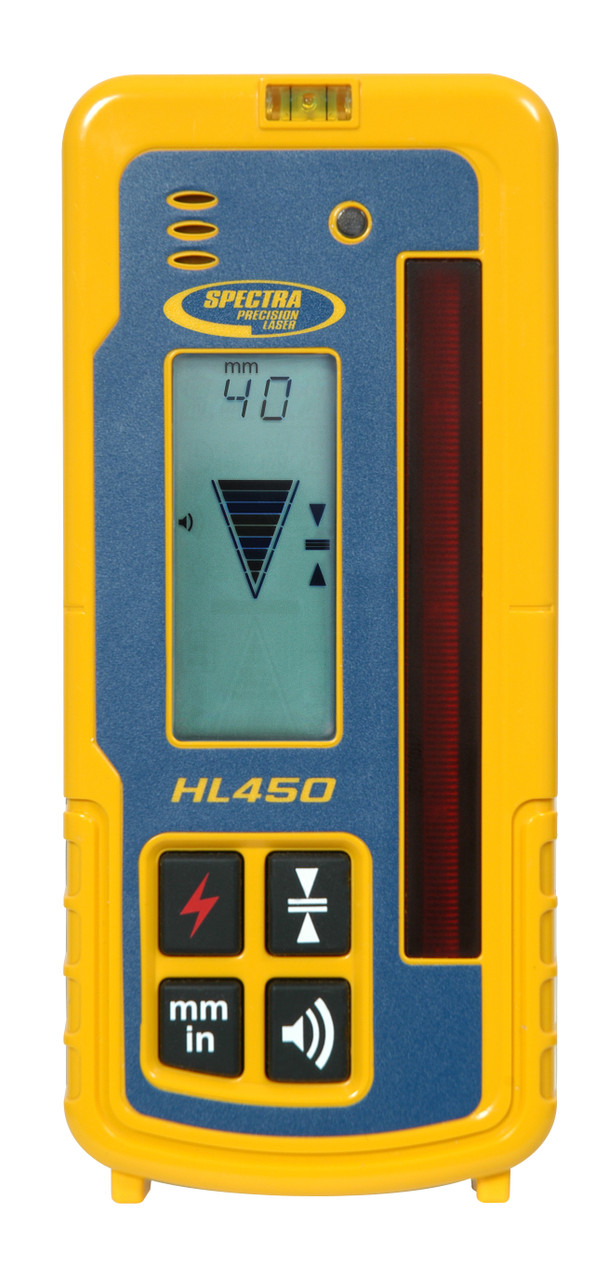 Spectra HL450-BR front LCD showing a smart reading in millimetres