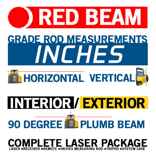 Spectra Precision HV302GC-2-NR Horiz/Vert - Interior/Exterior RED Beam Laser GC Package with HL760 Receiver, Rod in INCHES and Tripod view 5