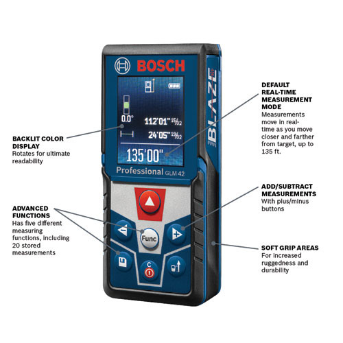 BOSCH GLM42 Laser Measure up to 135 Foot with Color Display view 2