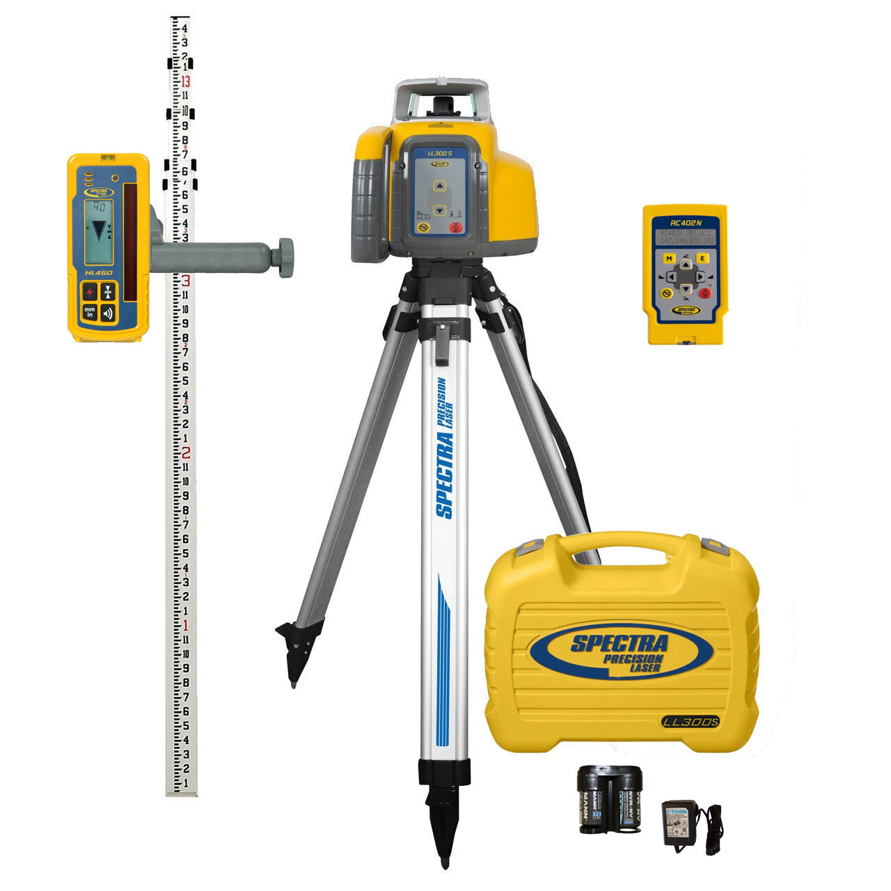 Spectra Precision LL300S-X2 PRO Laser Package - Rechargeable, HL450 Receiver, Remote, INCHES-Rod, HD Tripod and Small Case view 6