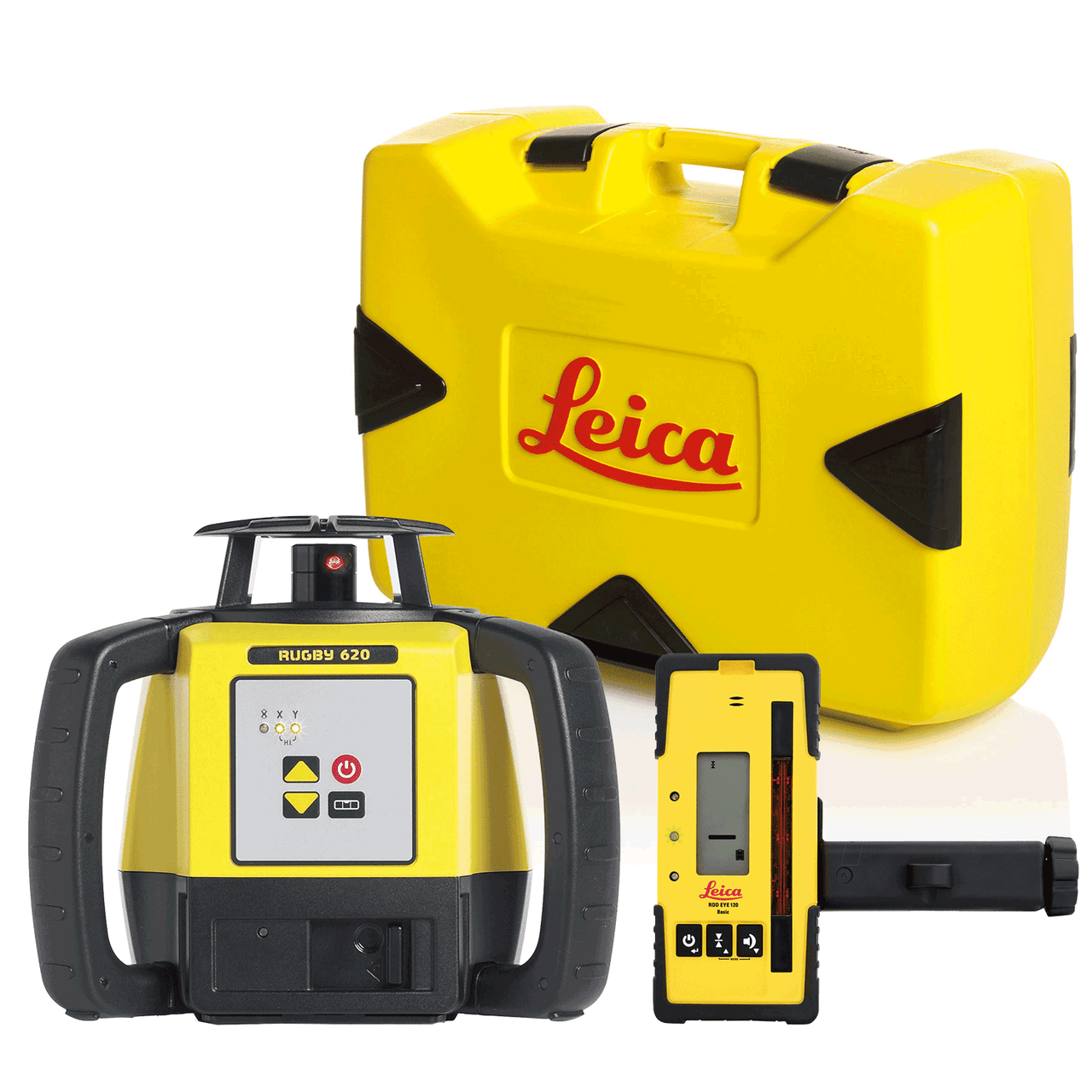 Leica Rugby 620 Red Beam Rotary Laser Package (6011152) with Rod Eye 120 Receiver - Alkaline view 6