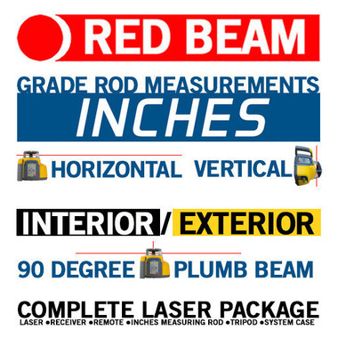 Spectra Precision HV1305C-14-NR Horiz/Vert - Interior/Exterior RED Beam Laser Package with CR700 Multi-Use Receiver, Small Case and Rechargeable Batteries