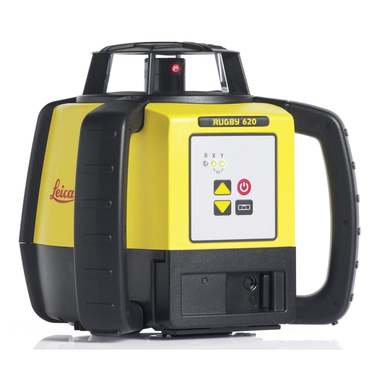 Leica Rugby 620 Red Beam Rotary Laser Package - Large Case (Leica 6019253) with Rod Eye 120 Digital Receiver - Alkaline / Complete Kit with Rod/Inches, HD Tripod