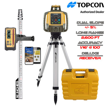 Topcon RL-HV2S Dual Grade Laser Kit with LS-100D Machine Control Receiver, Rod and Tripod