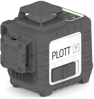 Plott PLL30-G 3X360 green line laser clean studio shot with PLOTT branding on white background