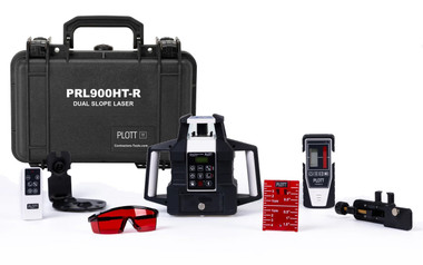 Plott PRL900HT-R-K2 Bluetooth Dual Slope Red Beam Rotary Laser Kit with Detector - Contractor Tripod and Inches Grade Rod view 5