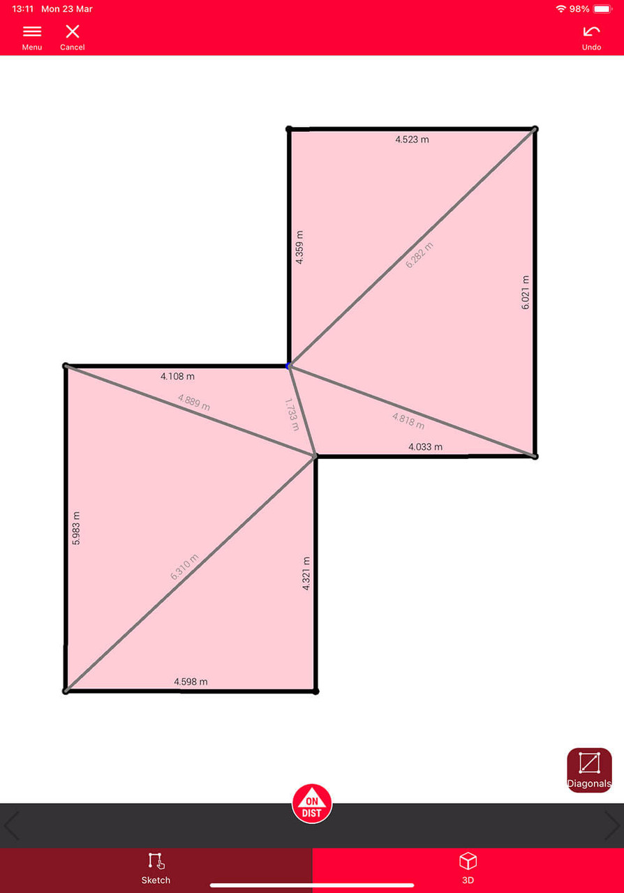 DISTO Plan app floor plan from D2-2 measurements