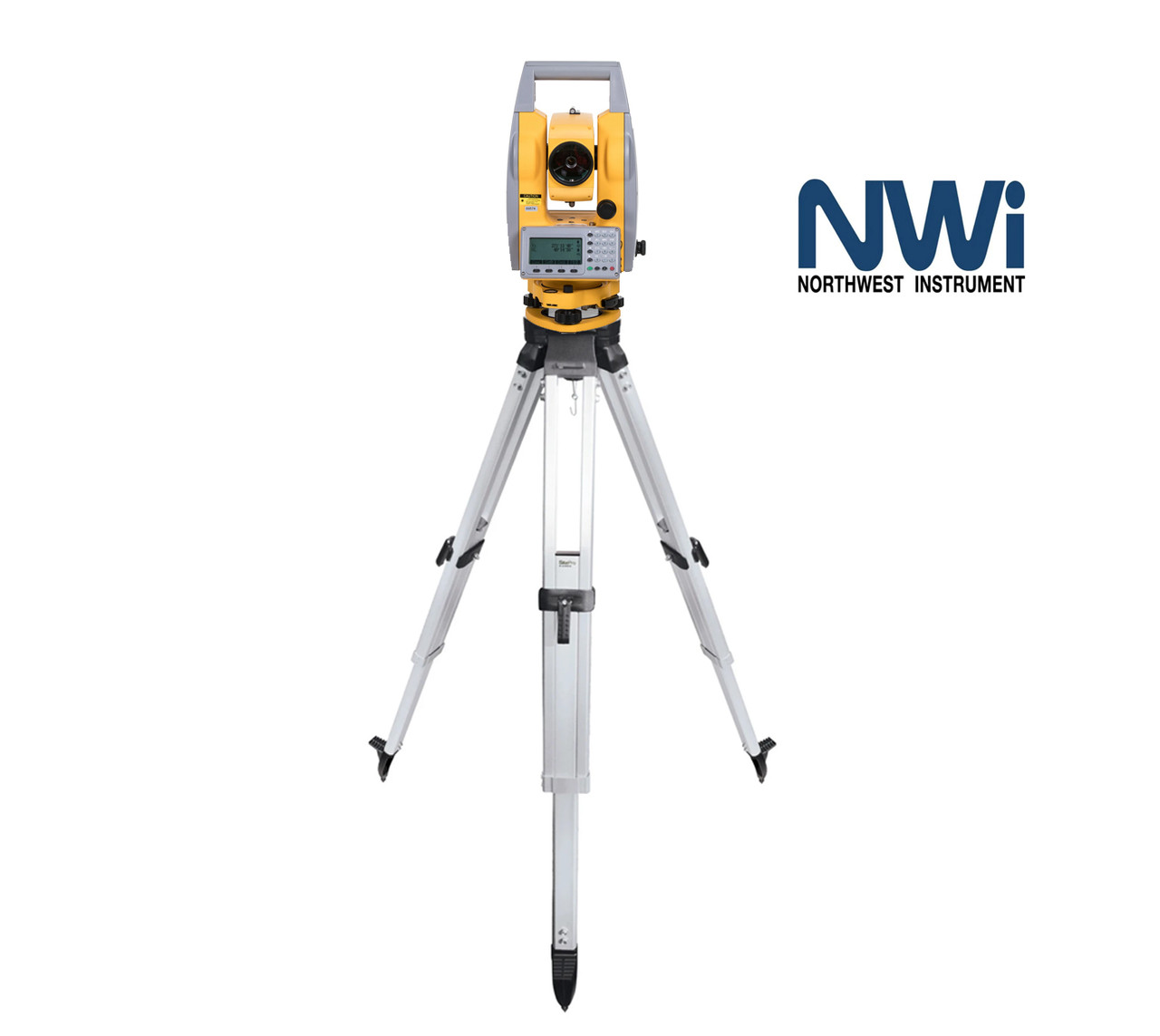 Northwest Instruments NTS03K total station kit - the NTS03 2-second reflectorless total station mounted on the included SitePro heavy-duty aluminium tripod