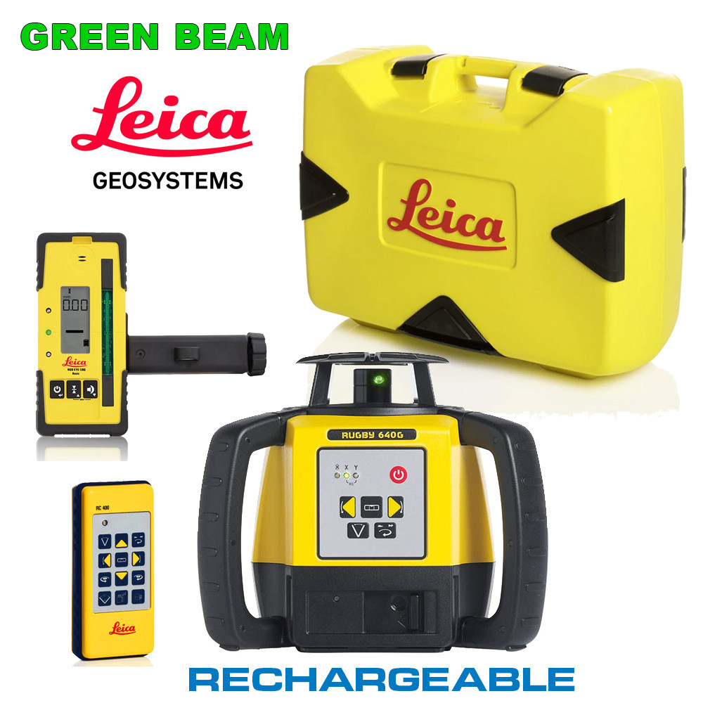 Leica Rugby 640G green beam laser package 6011487 which includes the Rod Eye 120G receiver
