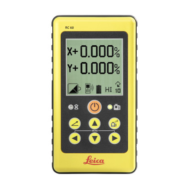 Leica RC60 remote control for the Rugby 60DG, showing the same X and Y dual axis grade display as the laser