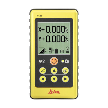 Leica RC60 remote control for the Rugby 60DG, showing the same X and Y dual axis grade display as the laser