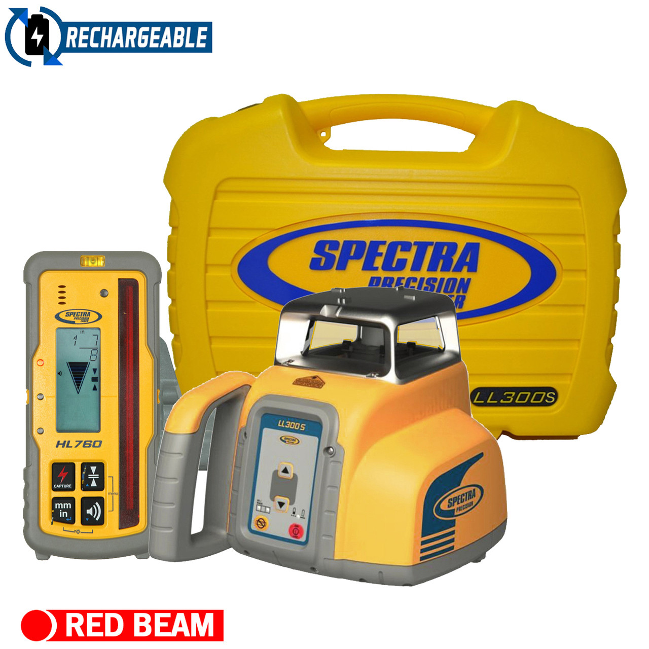 Spectra Precision LL300S-47 Laser Package w/ HL760 Receiver, Rechargeable Batteries and Remote Control view 4