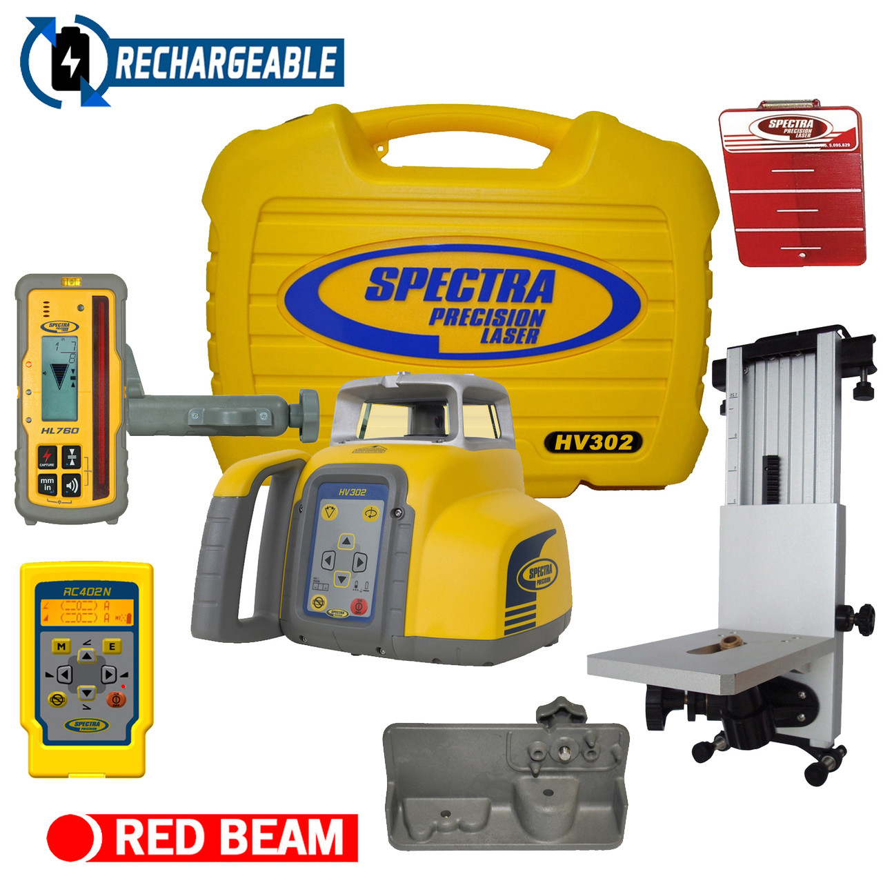 Spectra Precision HV302-7 Horizontal / Vertical Laser GC Package Rechargeable with HL760 Receiver