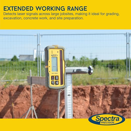 Spectra HL760 long range laser reception across a large jobsite